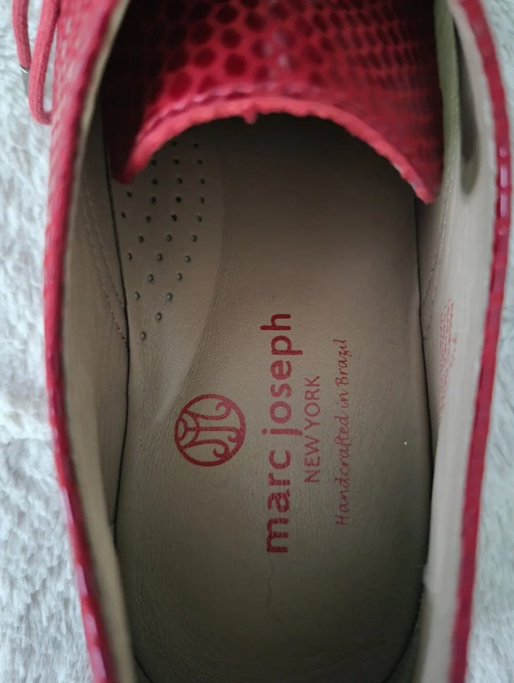 Marc Joseph New York Women’s Red Lace-Up Athletic Oxfords with Textured Upper